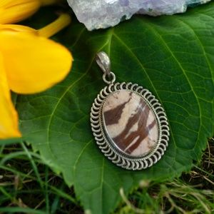 Oval Brown Jasper Crystal Healing Stone 925 Sterling Silver Decorative Pendant